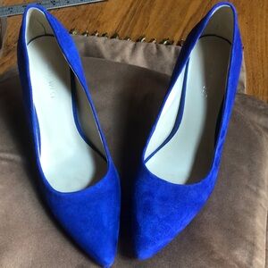 Nine West Blue suede pumps, 4 inch heels size 8..